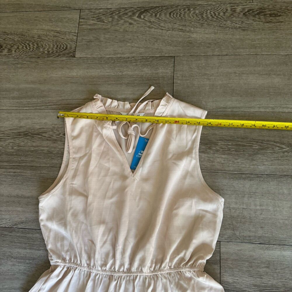 Cupshe NWT Refined Ruffle Beige Mini Dress Sz M Western Mediterranean Vacation - Picture 10 of 16